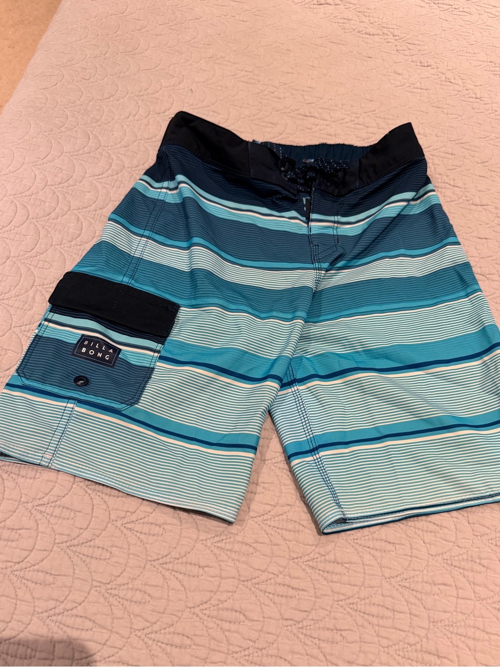 Billabong Boys' Teal and Navy Striped Swim Trunks